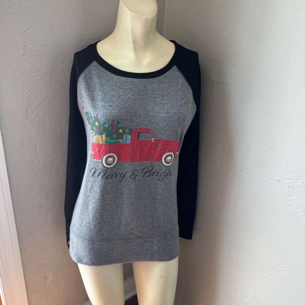 Modern canvas red Christmas truck scene purse size small unisex